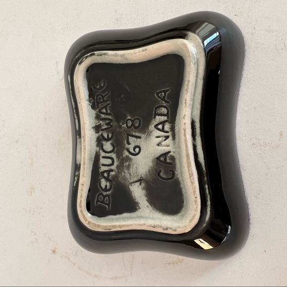 Vintage Beauceware Ceramic Small Bowl Decor Black White #678 Canada - Picture 11 of 11